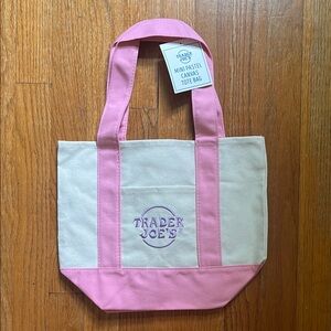 Pink Trader Joe’s Mini Canvas Tote Bag